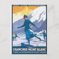 Poster Vintage voyage Chamonix Mont Blanc