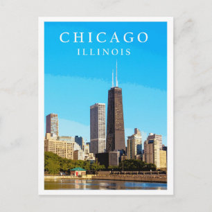 Carte Postale Poster Vintage voyage de Chicago City Skyline