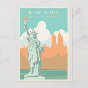 Carte Postale Poster Vintage voyage de la Statue de la Liberté d