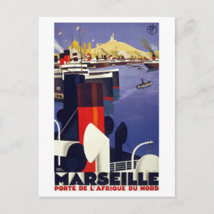 Carte Postale Poster Vintage voyage de Marseille restauré