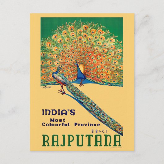 Carte Postale Poster Vintage voyage de Rajputana Inde (Devant)