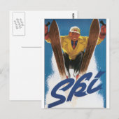 Carte Postale Poster Vintage voyage de ski (Devant / Derrière)