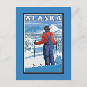 Carte Postale Poster Vintage voyage de ski en Alaska