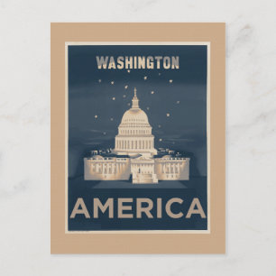 Carte Postale Poster Vintage voyage de Washington DC