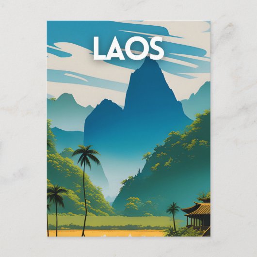 Carte Postale Poster Vintage voyage du Laos (Devant)