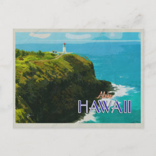 Carte Postale Poster Vintage voyage du phare de Kilauea Hawaii 