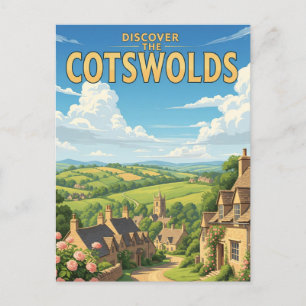 Carte Postale Poster Vintage voyage du village de Cotswolds