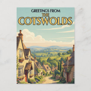 Carte Postale Poster Vintage voyage du village de Cotswolds