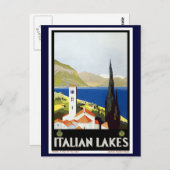 Carte Postale Poster Vintage voyage "Lacs italiens" (Devant / Derrière)