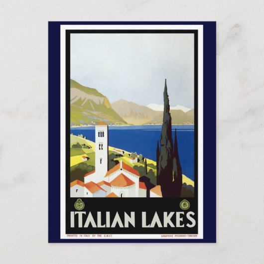 Carte Postale Poster Vintage voyage "Lacs italiens" (Devant)