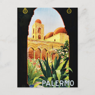 Carte Postale Poster Vintage voyage Palermo Sicilia restauré