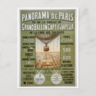 Carte Postale Poster Vintage voyage Panorama de Paris