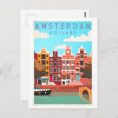 Carte Postale Poster Vintage voyage pour Amsterdam (Devant / Derrière)