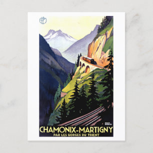Carte Postale Poster Vintage voyage pour Chamonix et Martigny