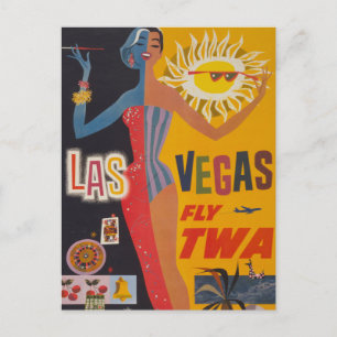 Carte Postale Poster Vintage voyage Pour Vol Twa À Las Vegas