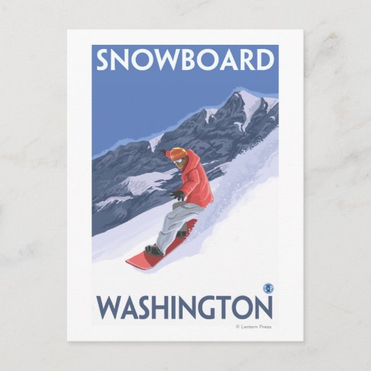 Carte Postale Poster Vintage voyage Washington Snowboard (Devant)