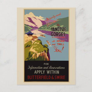Carte Postale Poster Vintage voyage Yangtsze China PostCard