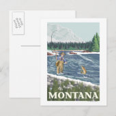Carte Postale Poster Voyage PêcheurMontanaVintage (Devant / Derrière)