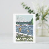 Carte Postale Poster Voyage PêcheurMontanaVintage (Debout devant)