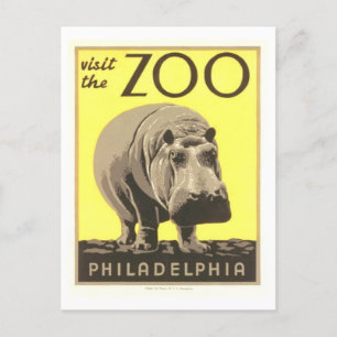 Carte Postale Poster WPA vintage Visite du zoo Philadelphie