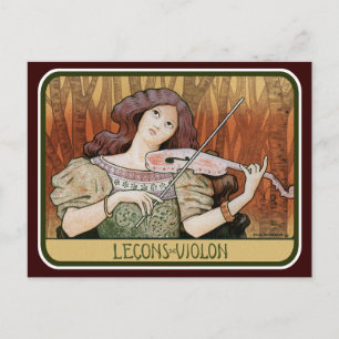Carte Postale Postercard : Leçons de violon par Paul Berthon