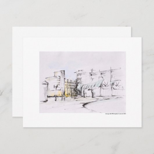 Carte Postale Postkarte Zeichnung Bleistift Hannover Landschaft (Devant / Derrière)