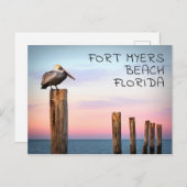 Carte Postale Posts & a Pelican | Fort Myers Beach, Floride (Devant / Derrière)