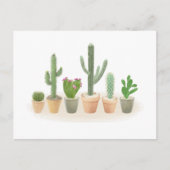 Carte Postale Pot à cactus à l'aquarelle Rangée de cactus mignon (Devant)