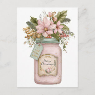 Carte Postale Pot à cookies de Noël pastel festif et élégant