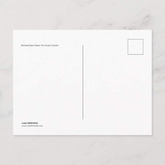 Carte Postale Pot à fleurs en verre tendu Oeuvre acrylique (Dos)