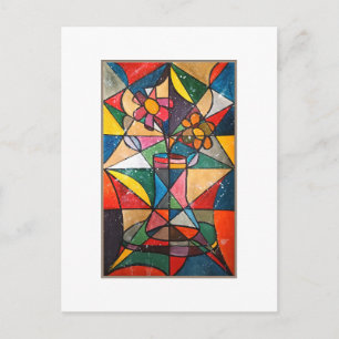 Carte Postale Pot à fleurs en verre tendu Oeuvre acrylique