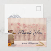 Carte Postale Pot à lait rustique avec blé et fleurs Merci (Devant / Derrière)