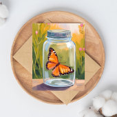 Carte Postale Pot à papillon monarque Peinture à l'aquarelle