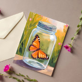 Carte Postale Pot à papillon monarque Peinture à l'aquarelle