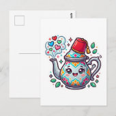 Carte Postale Pot à thé Kawaii Mint marocain Autocollant (Devant / Derrière)