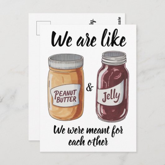 Carte Postale Pot de cacahuètes avec pot de confiture d'annivers (Devant / Derrière)