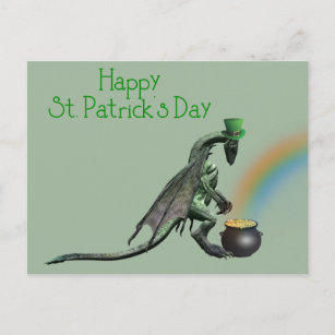 Carte Postale Pot de dragon de St. Patrick's Day d'or
