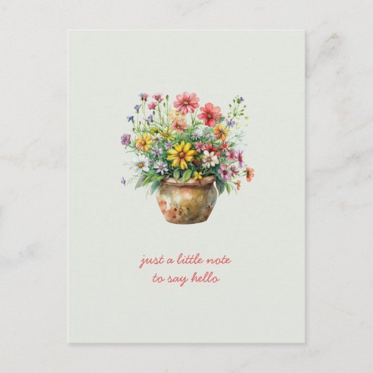 Carte Postale Pot de fleurs sauvages en pensant à toi (Devant)