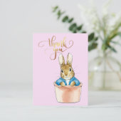 Carte Postale Pot de plante de lapin classique Merci (Debout devant)