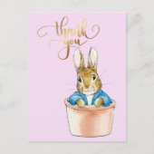 Carte Postale Pot de plante de lapin classique Merci (Devant)