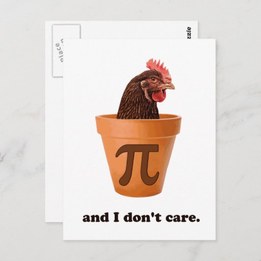 Carte Postale Pot de poulet Pi (et je m'en fiche) (Devant / Derrière)