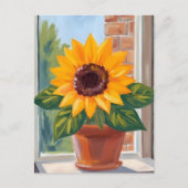 Carte Postale Pot de tournesol jaune aquarelle florale (Devant)