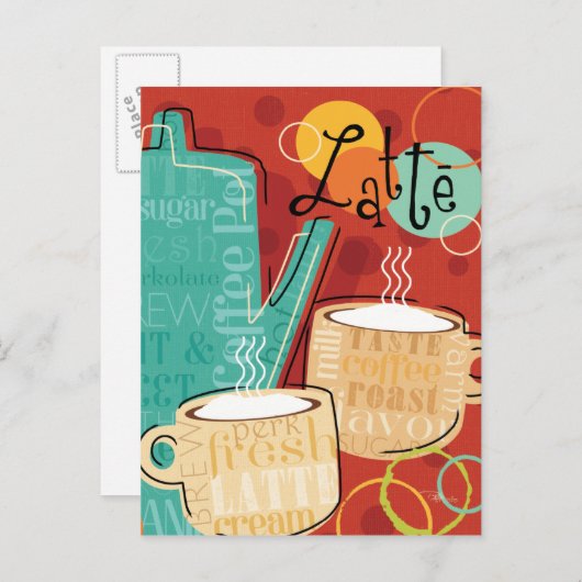 Carte Postale Pot en latte décoratif et tasses (Devant / Derrière)