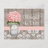 Carte Postale Pot Mason Changé la Date Monogram Rose Hydrangea (Devant)