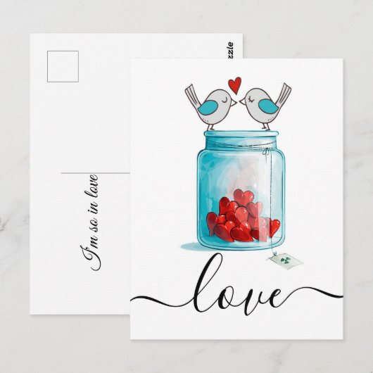 Carte Postale Pot Mason d'amour (Devant / Derrière)
