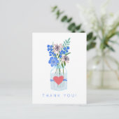 Carte Postale Pot Mason en fleurs rustique Cœur d'amour Merci (Debout devant)