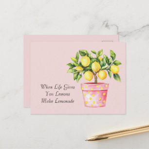 Carte Postale Pot Rose Jaune Faire De La Limonade