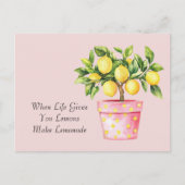 Carte Postale Pot Rose Jaune Faire De La Limonade (Devant)