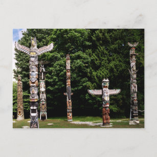 Carte Postale Poteaux totémiques amérindiens, Vancouver, British