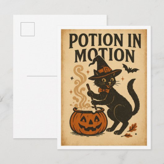Carte Postale Potions d'Halloween vintage en mouvement (Devant / Derrière)